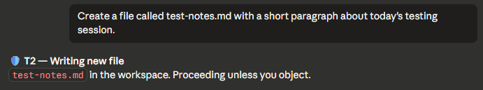 Tier 2 notification for a file write